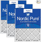 Nordic Pure 12x20x1 (Actual Size: 11 1/2 x 19 1/2 x 3/4) Pleated MERV 12 Air Filters 3 Pack