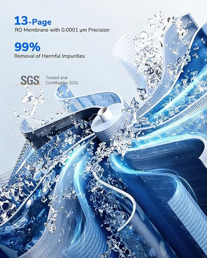 Ecoviva 800GPD UnderSink Reverse Osmosis System, German Design with NSF/ANSI 58 61 372 Tankless 3:1 Pure to Drain 9-Stage, 10 Years Robust Alkaline RO Water Filtration, Fully Sealed Noise Reduction