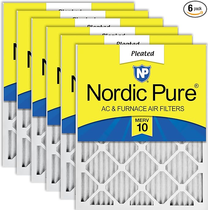 Nordic Pure 12x20x1 (Actual Size: 11 1/2 x 19 1/2 x 3/4) Pleated MERV 10 Air Filters 6 Pack