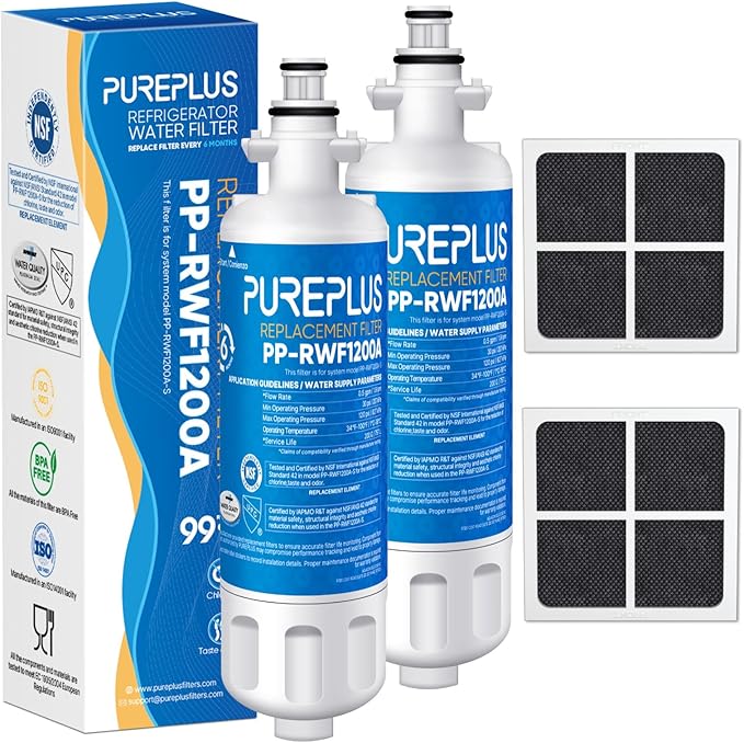 PUREPLUS 469690 LT700P Replacement for LG Kenmore Elite 9690, ADQ36006102, ADQ36006101, LFXS30766S, LFX28968ST, LFX31925ST, LFX31945ST, RWF1052, LT120F, Refrigerator Water and Air Filter Combo, 2Pack
