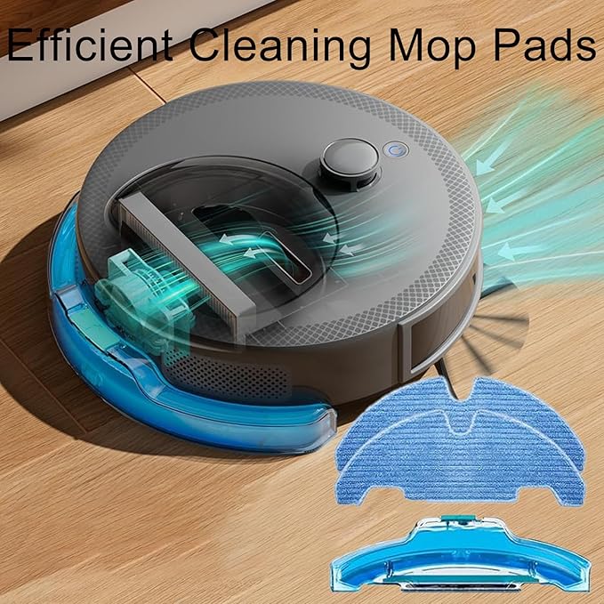17 Pack Replacement Accessories Kit for Lefant M330 Pro Vacuum Cleaner, 6 Side Brush, 6 HEPA Filter, 4 Mop Pads, 1 Cleaning Brush