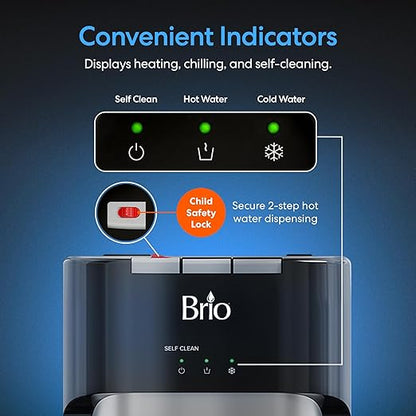 Brio Commercial Grade Bottleless Ultra Safe Reverse Osmosis Drinking Water Filter Water Cooler Dispenser-3 Temperature Settings Hot, Cold & Room Water - UL Approved – Point of Use
