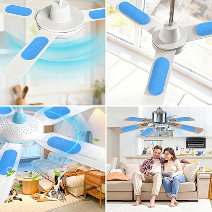 15Pcs Ceiling Fan Air Purifier Filters, Made with Coconut Shell Carbon to Trap Dust, Odors & Allergens | Unscented, Universal Fit for All Fan Blades