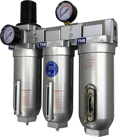 1" COMPRESSED AIR PARTICULATE FILTER WATER TRAP/PRESSURE REGULATOR/DESICCANT AIR DRYER/COALESCING FILTER FOR COMPRESSED AIR SYSTEMS GREAT FOR PLASMA CUTTER