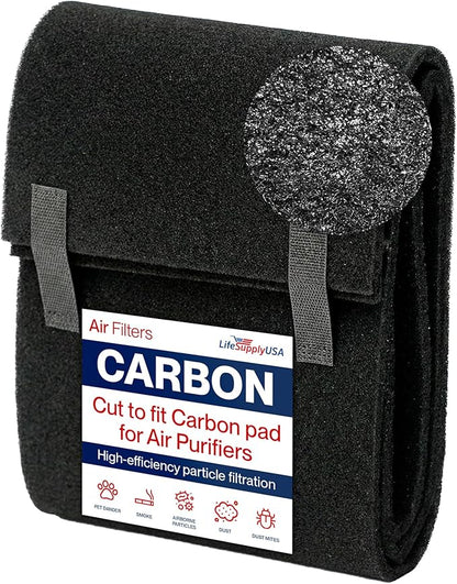 Cut to Fit Activated Carbon Filter Sheet 16x48" - Universal Air Purifier Charcoal Filter Roll for HVAC, AC, Window, Range Hood by LifeSupplyUSA