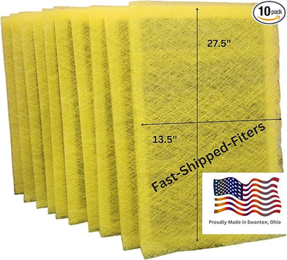 Fast-Shipped-Filters 10 Pack 15x30 Replacement Filter Pads Compatible with MicroPower Guard One Hour Air Cleaner Refill Yellow (10, Yellow, 15x30)