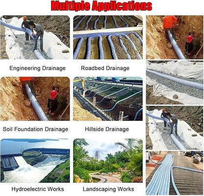 Commercial French Drain Pipe for Water Drainage, Construction Site/Sports Field Perforated Pipes & Weeping Tile, Dia 2in 3.9in 5.9in Wide Underground Drainage Systems(Dia 15cm/5.9in,Long 15m/49.2ft)