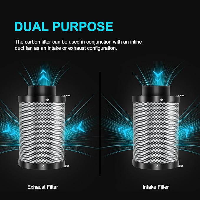 ATOUR 4" Air Carbon Filter with Australian Virgin Charcoal – Superior Odor Control for Grow Tent Smelliniss Scrubber, Inline Fans, Hydroponics. Includes Pre-Filter & Insulated Flange 4"x11"
