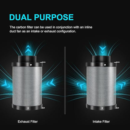 ATOUR 4" Air Carbon Filter with Australian Virgin Charcoal – Superior Odor Control for Grow Tent Smelliniss Scrubber, Inline Fans, Hydroponics. Includes Pre-Filter & Insulated Flange 4"x11"
