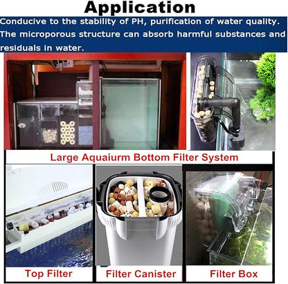 Aquarium Filter Mixed Ceramic Balls Media, Fish Tank Water Filtration Pond Filter Ceramic Rings Volcanic Rock for Water Quality Improve, PH Adjust