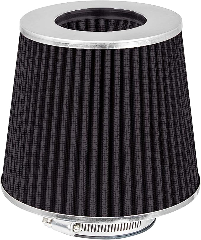 Mortar Aftermarket Auto Air Filter Replacement - Car Enthusiast Class Universal Cold Air Intake Gulps in More Air for More Engine Power & Passionate Induction Sound, 2.5 In, Black