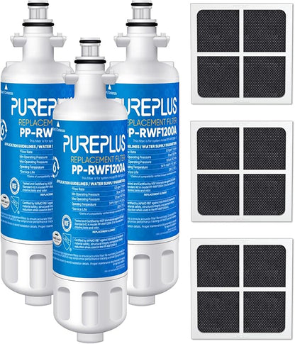 PUREPLUS 469690 LT700P Replacement for LG Kenmore Elite 9690, ADQ36006102, ADQ36006101, LFXS30766S, LFX28968ST, LFX31925ST, LFX31945ST, RWF1052, LT120F, Refrigerator Water and Air Filter Combo, 3Pack