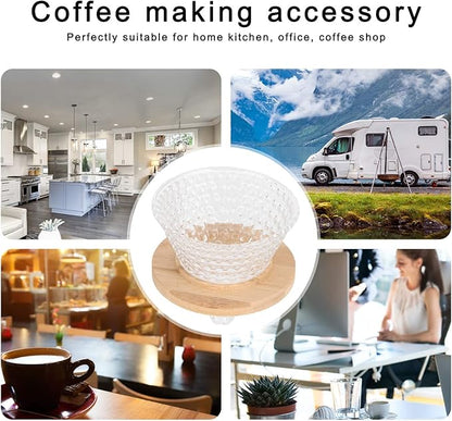 AUNMAS Glass Coffee Dripper Pour Over, Reusable Paperless Filter Funnel with Wood Base, Single Cup Coffee Maker Brewer Accessories (Transparent)