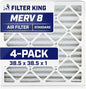 Filter King 38.5x38.5x1 Air Filter | 4-PACK | MERV 8 HVAC Pleated A/C Furnace Filters | MADE IN USA | Actual Size: 38.5 x 38.5 x .75"