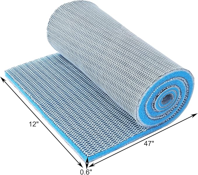 AQUANEAT Aquarium Filter Sponge 8-Layer Filter Media Pad, Cut-to-Size Foam Floss for Fish Tank Sump Pond (47" x 12" x 0.6")