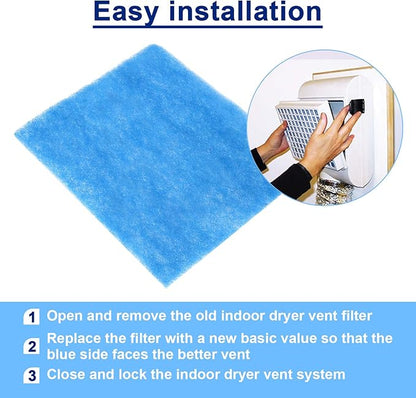 Dryer Filter Replacement Part - Compatible with Better Vent Indoor Dryer Vent (Pack of 12)