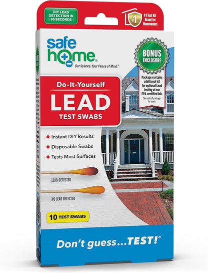 Safe Home® Lead in Solids Combo Test Kit – 10 DIY Swabs + Optional Testing at our EPA Certified Lab – Made in the USA for Homeowners & Contractors – (1 Pack)