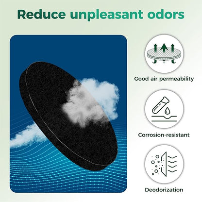 Fiber Cotton Activated Charcoal Compost Filters -7 Pack 4.5 Inch Square Odor Control Replacement for Kitchen Compost Bins, Countertop Compost Bin and Compost Bucket