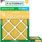 Filterbuy 17x20x1 Air Filter MERV 11 Superior Pet & Allergy Defense (2-Pack), Electrostatic Pleated HVAC AC Furnace Filters Replacement, Made in USA (Actual Size: 16.50 x 19.50 x 0.75)
