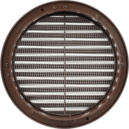 Brown 6" Inch Round Ventilation Grille with Screen mesh. (Duct 6Ø / Grille 7Ø) Ventilation Applications. Indoor and Outdoor Vent Cover - Air Vent Cover for Air Intake, Exhaust