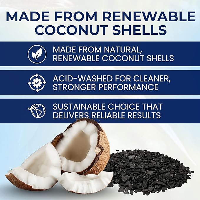 IPW Industries Inc. Bulk Activated Carbon for Aquarium & Water Filtration, 4x8 Mesh Coconut Shell Charcoal, Granular Activated Charcoal Water Filter, Replacement Carbon Water Filter Media - (5 Lbs)
