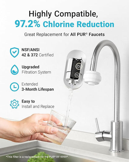 3 Pack Faucet Filter Replacement for All PUR®Plus, PUR® Water Filter Replacement, Pur® Filter Replacement RF-3375, NSF 42 Certified, 900-Gallon Long Lifespan, AQUA CREST
