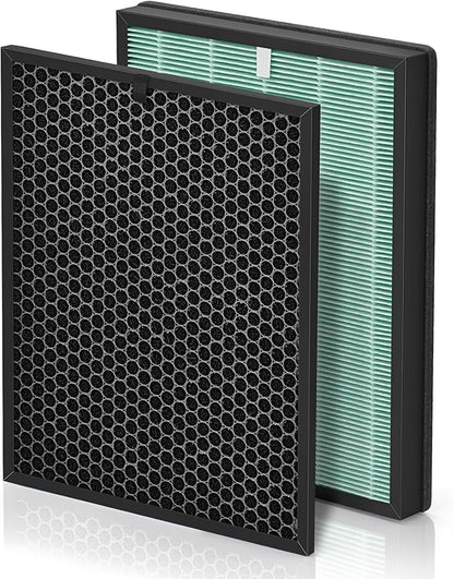BioGS 2.0 Filters Replacement Kit Compatible with Filter Replacement SPA-550A and SPA-625A, Air Cleaner to Remove Odor for Home and Large Room, 1x H13 True HEPA and 1x Carbon