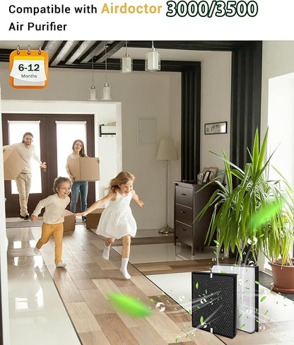 AD3500 Replacement Air Filter Compatible with AIRDOCTOR Air purifiers 3000, 3500, 3500i. Includ-1 Efficiency Filter, 2 Activated Carbon Filters, 4 Per-Filters，Compare to Part # ADF3001