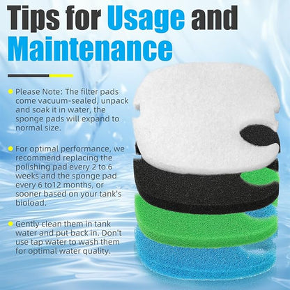 AQUANEAT 16 pcs Replacement Canister Filter Pads Compatible with SUNSUN HW-303B/703B CF-400 Aquarium Filter Media Generic Sponges Floss