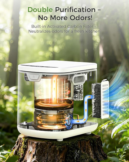 Electric Composter for Kitchen, 2.5L (Max 3.3L) Smart Electric Kitchen Composter with Auto-Cleaning | Odorless | Low Noise | LED Display, Turns Food Waste to Fertilizer, Food Recycler for Home