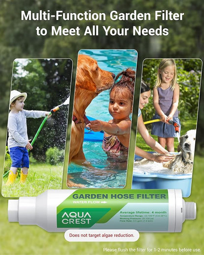 AQUA CREST Garden Hose Water Filter for Plants, Greatly Reduces Chlorine, Odor, Improve Plants Health, Ideal for Organic Gardening, Farming and Pets, Pack of 4
