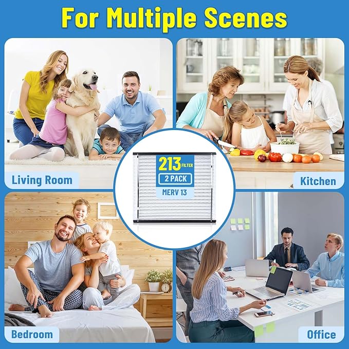 2 Pack 213 Replacement Air Filter, 20x25x4 Inches, MERV 13 Furnace Compatible with Aprilaire 1210, 1620, 2210, 2216, 3210, 4200, NOTE: Not Fit for 1213 Upgrade Kit,Model 2120, 2200