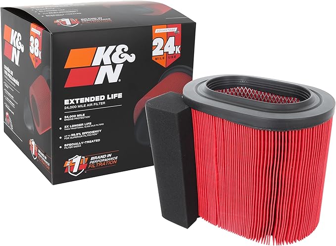 K&N Engine Air Filter: Extended Life 24,000 Mile Replacement Air Filter: Compatible with 2017-2019 Ford Truck Super Duty V8 (F250, F350, F450, F550), KNF-0644