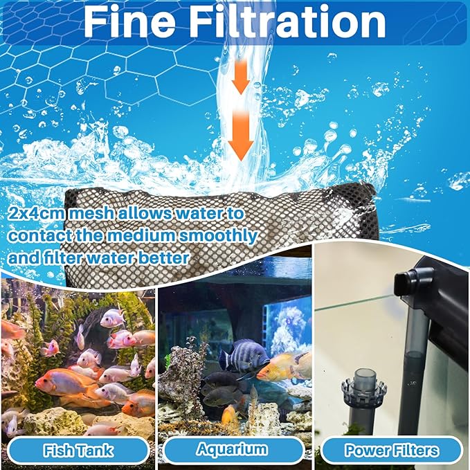 MAQIHAN 10pcs Aquarium Filter Media Bags - Mesh Filter Bags Reusable Bags with Zipper for Activated Carbon Ceramic Rings Filter Balls Fish Tank Pond 5.9 X 7.8 Inch