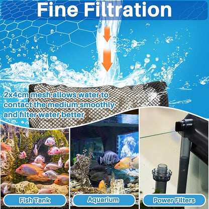 MAQIHAN 10pcs Aquarium Filter Media Bags - Mesh Filter Bags Reusable Bags with Zipper for Activated Carbon Ceramic Rings Filter Balls Fish Tank Pond 5.9 X 7.8 Inch