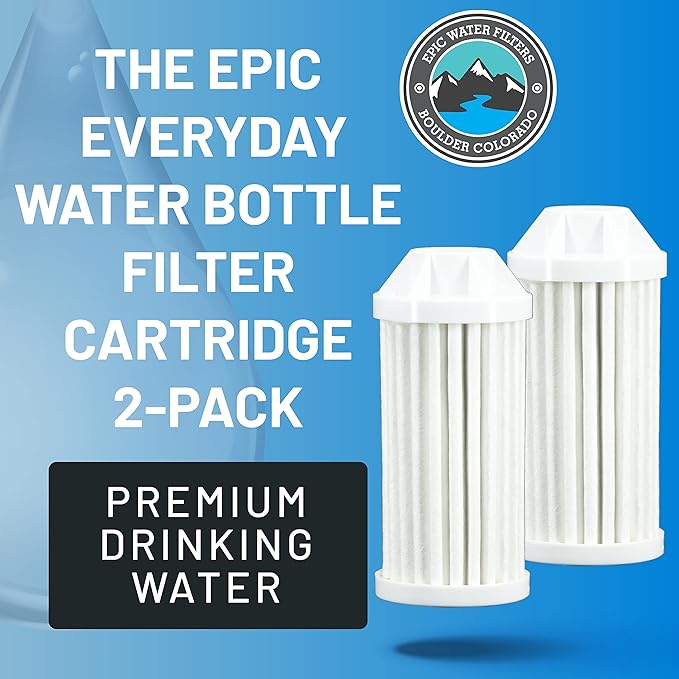 Epic Everywhere Bottle Filter Complete | 1-Pack | 75 Gallon Total Filter Life | 3-4 month Supply | Compatible with all Epic Water Bottles | Replaces Everyday and Outdoor (Cartridge Double)