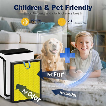 Vital 200S Pet Care Replacement Filter for LEVOIT Vital 200S and Vital 200S-P Air Purifier, True HEPA and Activated Carbon Filter, Vital 200S-RF-PA, 2 Pack, Yellow