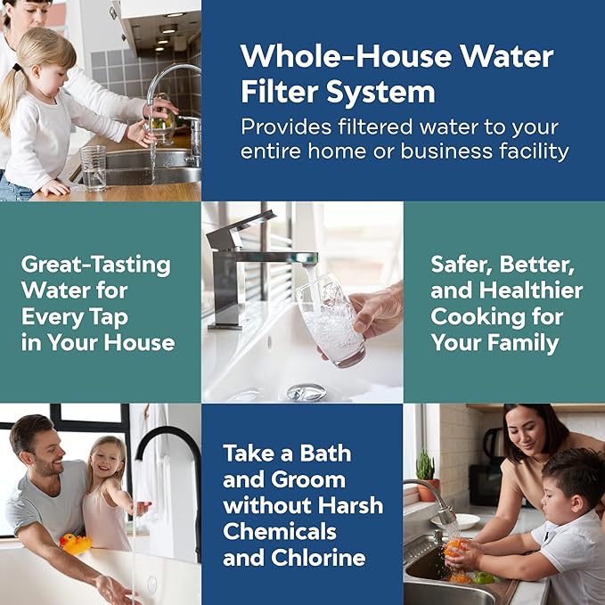 Applied Membranes Inc. 3-Stage Whole-House Water Filter System, (#)-Inch Lead Filter Cartridges