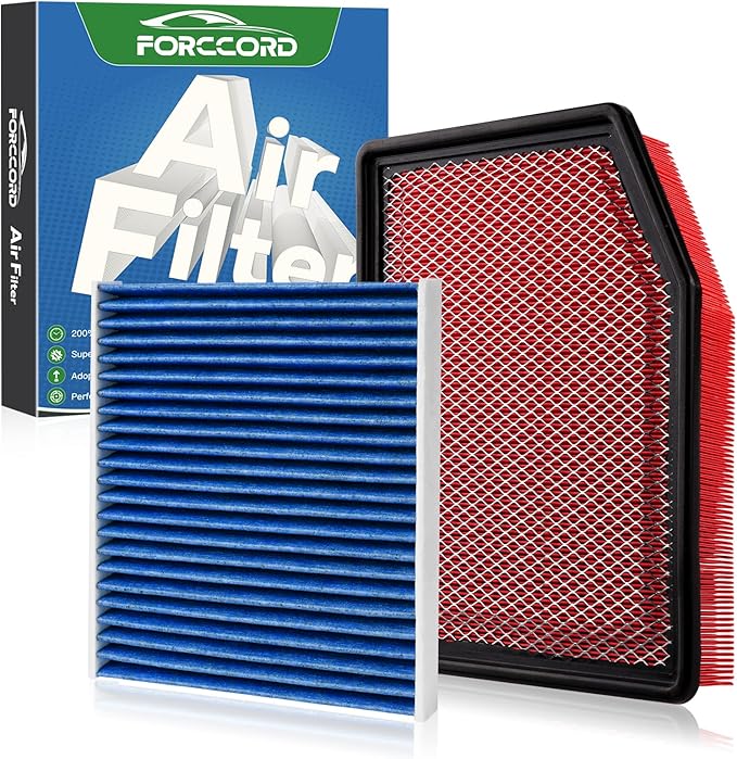 Cabin+Engine Air Filter Fit for Silverado 1500 (2019-2026); Sierra 1500(2020-26); Suburban (2021-26); Tahoe (2021-26) Carbon Cabin Filter Replacement Car Accessories CF11966 84121217