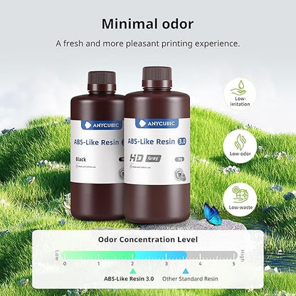 ANYCUBIC ABS-Like Resin 3.0, Upgraded 14K 3D Printer Resin with Enhanced Strength and Toughness, High Precision, Low Odor, Wide Compatibility for All LCD Resin 3D Printers (White, 1kg)