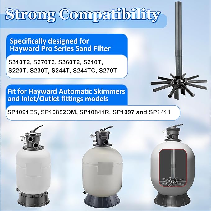 SX244DA Lateral Assembly with Center Pipe Compatible with Hayward s244t Sand Filter Tank, Threaded Lateral Assembly for Hayward S244TC, S270T, S270T2, Spa Pool Sand Filter Replacement Parts