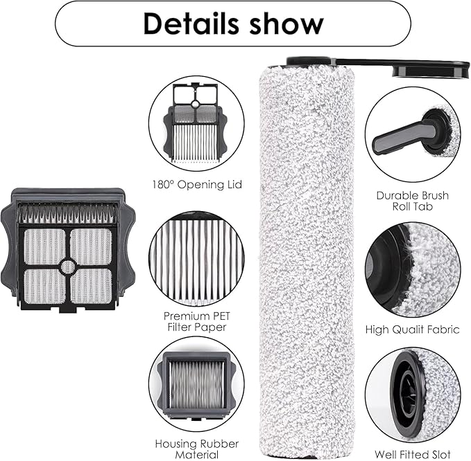 Replacement Brush Roller and HEPA Vacuum Filter Kit Compatible with Tineco Floor ONE S5 & S5 PRO Cordless Wet Dry Vacuum Cleaner Refill Accessories Kit