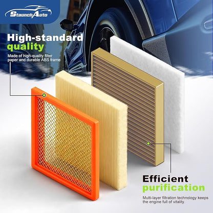 Engine & Cabin Air Filter for 2016 2017 2018 2019 2020 2021 2022 2023 Toyota Tacoma V6 Air filter for Car Replacement CF10374 CA11895 Automotive Accessories-2 Pack