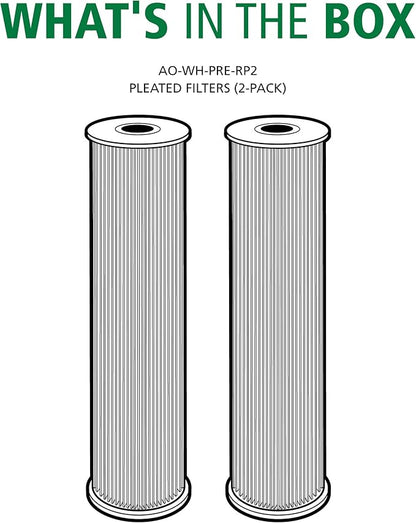 AO Smith 2.5"x10" 20 Micron Sediment Water Filter Replacement Cartridge - 2 Pack - For Whole House Filtration Systems - AO-WH-PRE-RP2