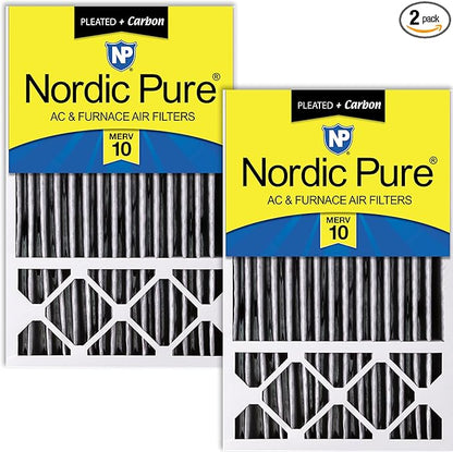 Nordic Pure 16x25x5 (Actual Size: 15 3/4 x 24 3/4 x 4 3/8) Honeywell Replacement Air Filters MERV 10 Plus Carbon 2 Pack