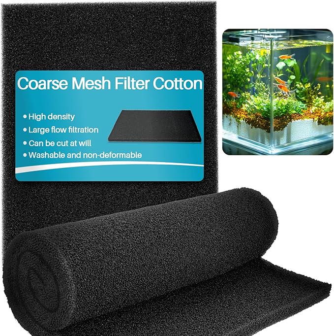 Aquarium Filter Pad - Aquarium Filter Media, Aquarium Filter Floss,15.7 x 19.6in Filter Pad, Filter Floss for Fish Tank, Aquarium, Ponds,Garden，Saltwater, Fershwater,Plant, Trutle(Black)