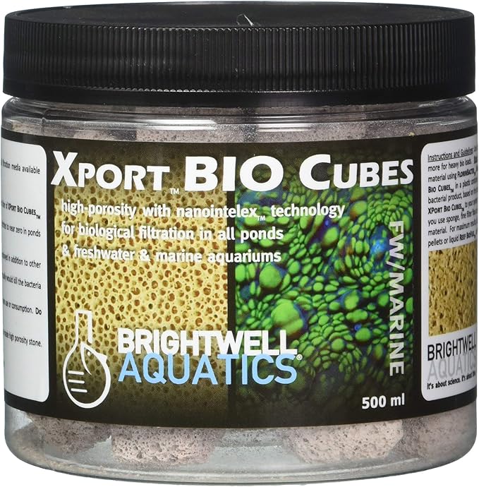 Brightwell Aquatics Xport BIO Cubes - Ultra-Porous Biological Filter Media for Filtration in Marine and Freshwater Aquariums, 500-ml (XPCubeBIO500)
