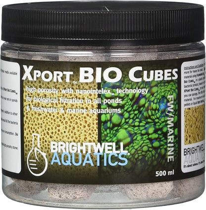 Brightwell Aquatics Xport BIO Cubes - Ultra-Porous Biological Filter Media for Filtration in Marine and Freshwater Aquariums, 500-ml (XPCubeBIO500)