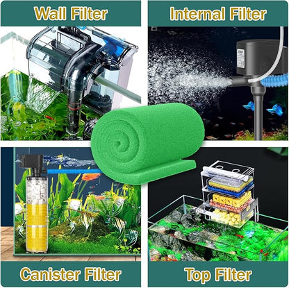 3PCS Aquarium Filter Floss - 12" x 78" (6.5ft per roll) - Total 19ft - 1" Thick Premium Polyester Filter Pad for Fish Tank - Mechanical Filtration, Crystal Clear Water, Fits Most Filters(19ft)