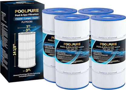 POOLPURE PLFPCC60 Pool Filter Replaces Pentair CCP240, PCC60, Ultral-A4, Unicel C-7469, R173572, 178569, Filbur FC-1975, Clean and Clear Plus 240, L x OD:14 1/8"x7", 4 X 60 sq. ft. Filter Cartridge